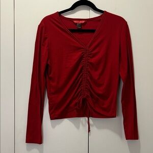 Hot Kiss Women's Long Sleeve Red Gathered Top
